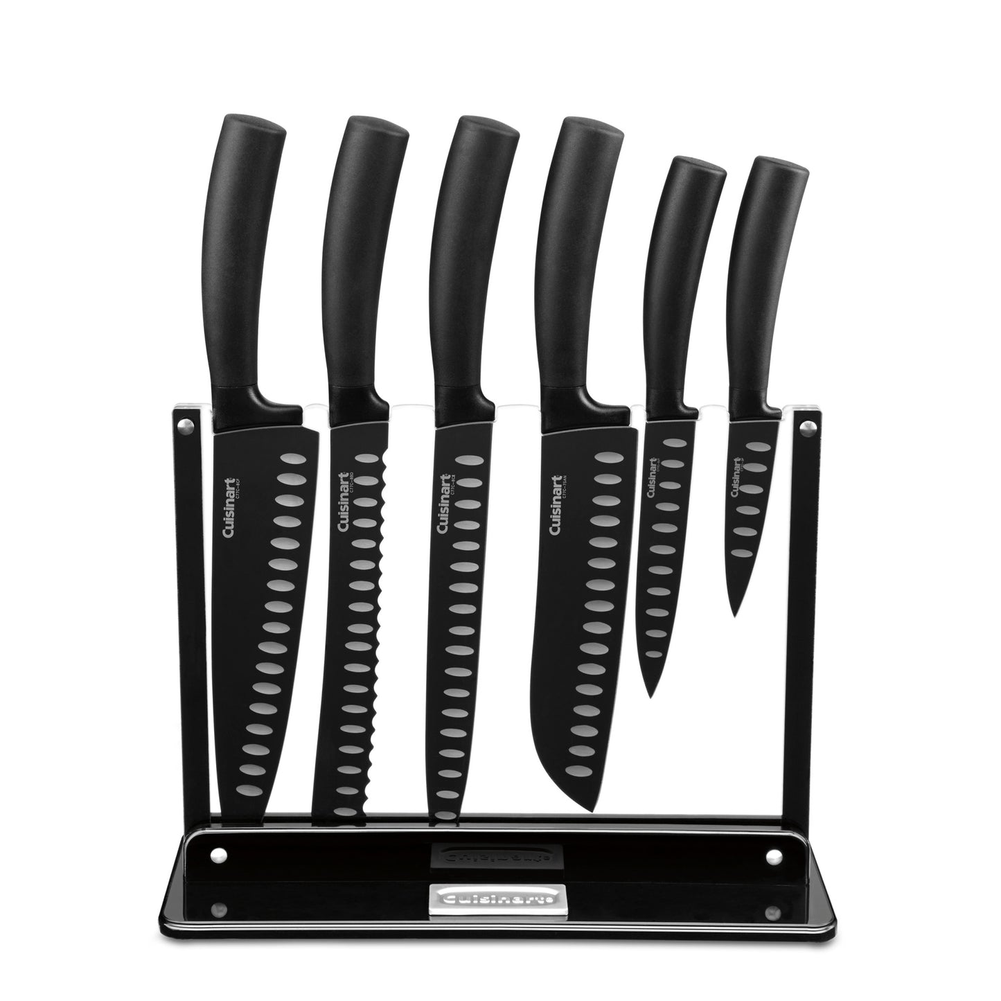 CLASSIC 7 PC. NON-STICK CUTLERY SET WITH ACRYLIC STAND - BLACK