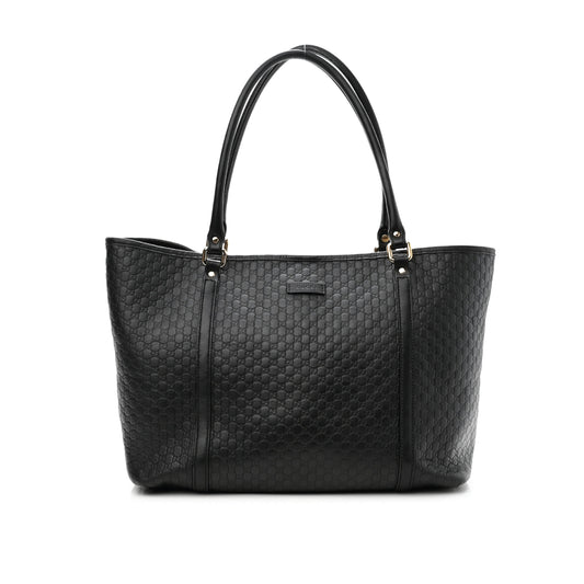 MICRO GUCCISSIMA LEATHER TOTE BAG, BLACK