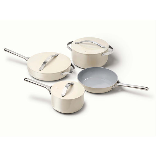 NON-TOXIC CERAMIC NONSTICK COOKWARE SET, CREAM