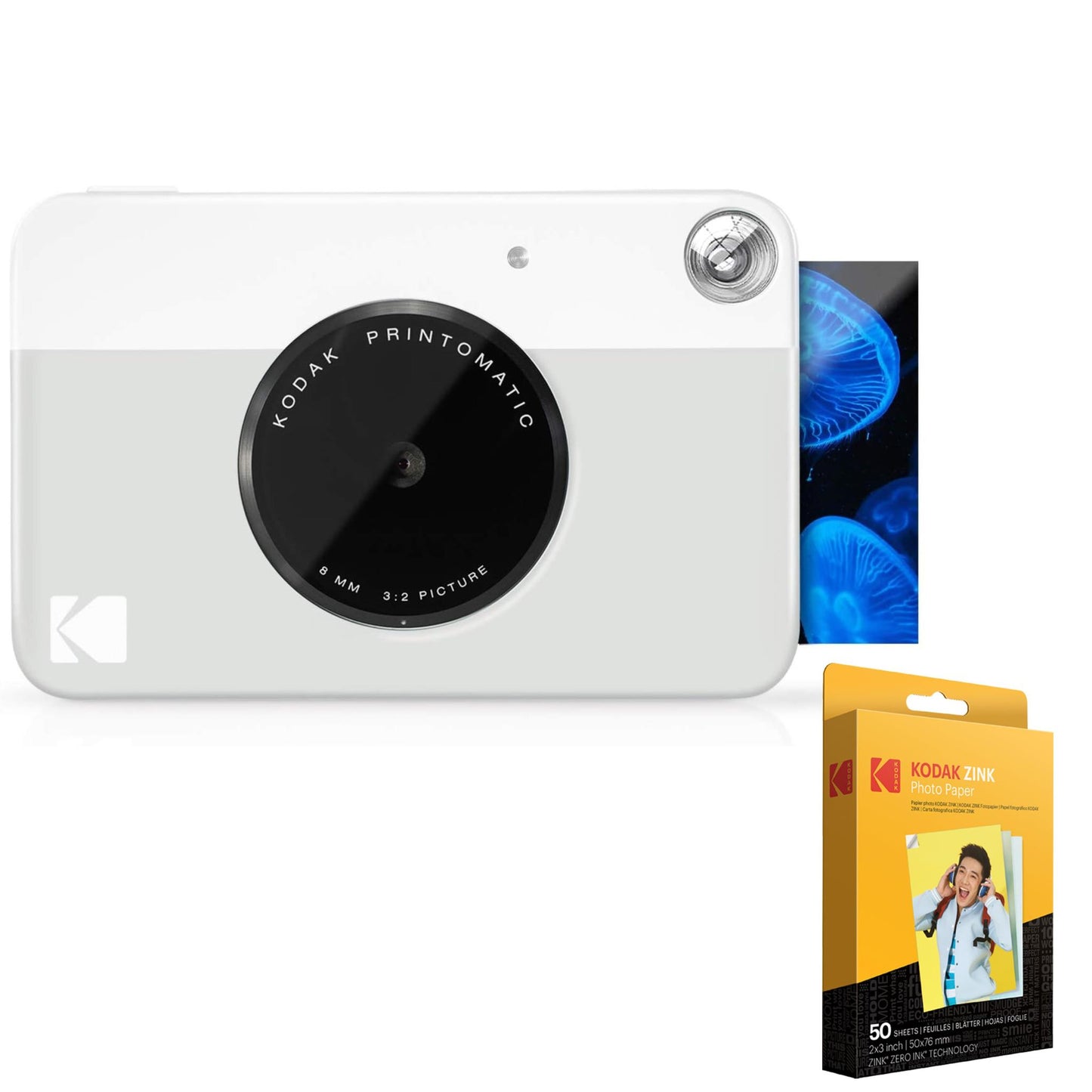 KODAK PRINTOMATIC INSTANT PRINT CAMERA - INCLUDES 50-PACK ZINK 2X3� PHOTO PAPER - GRAY