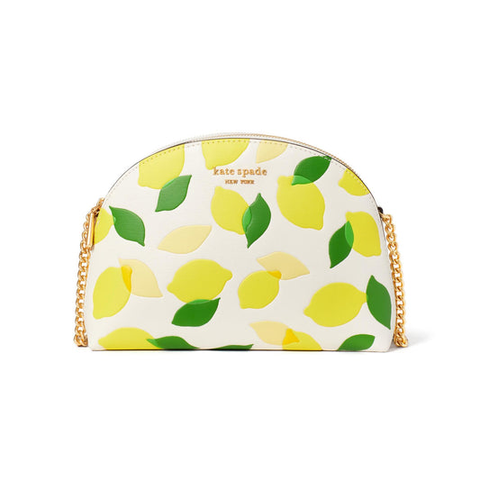 MORGAN LEMON TOSS EMBOSSED DOUBLE ZIP DOME CROSSBODY - PARCHMENT MULTI